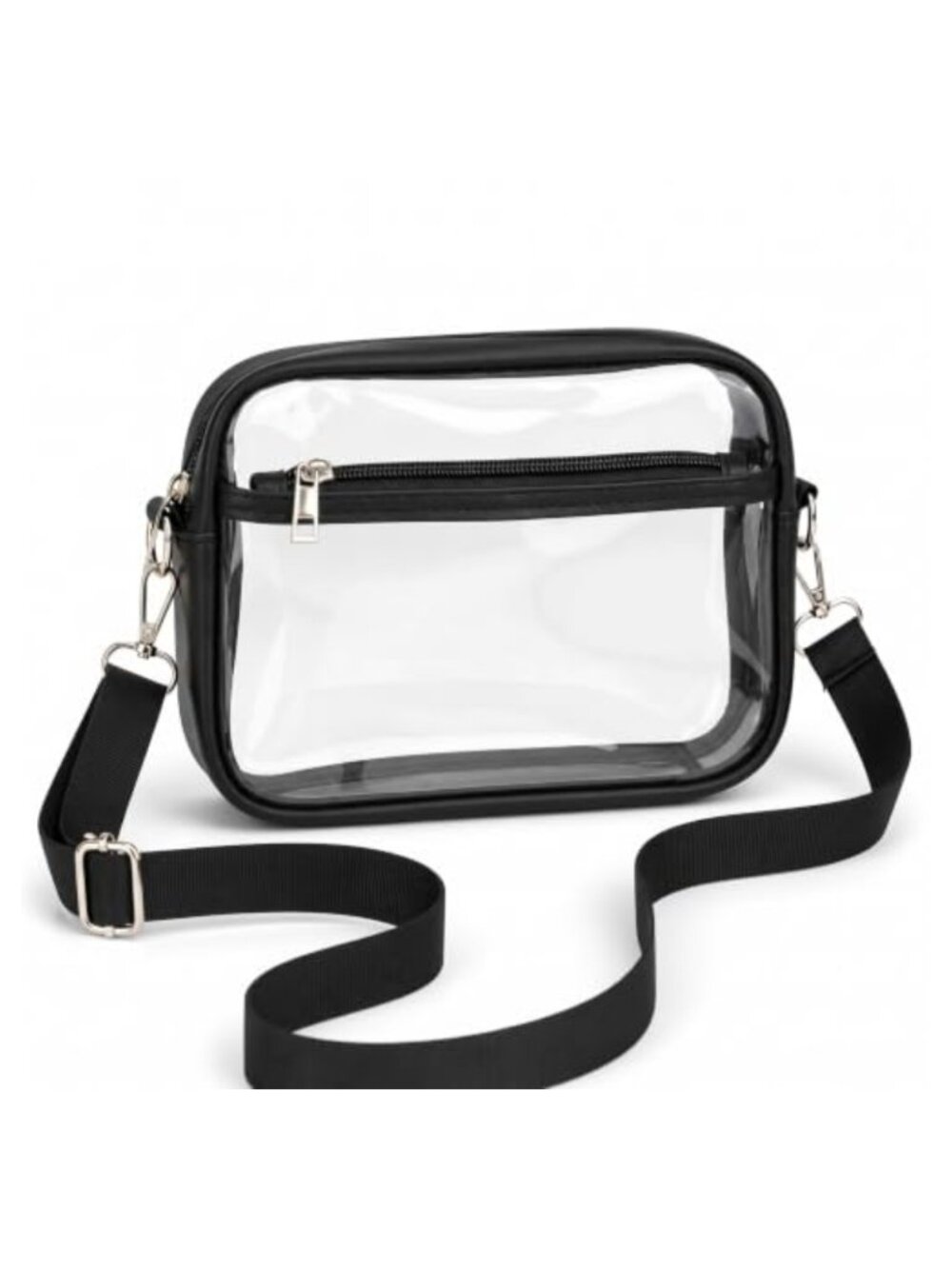 Clear Crossbody Bag with Black Trim and Adjustable Strap